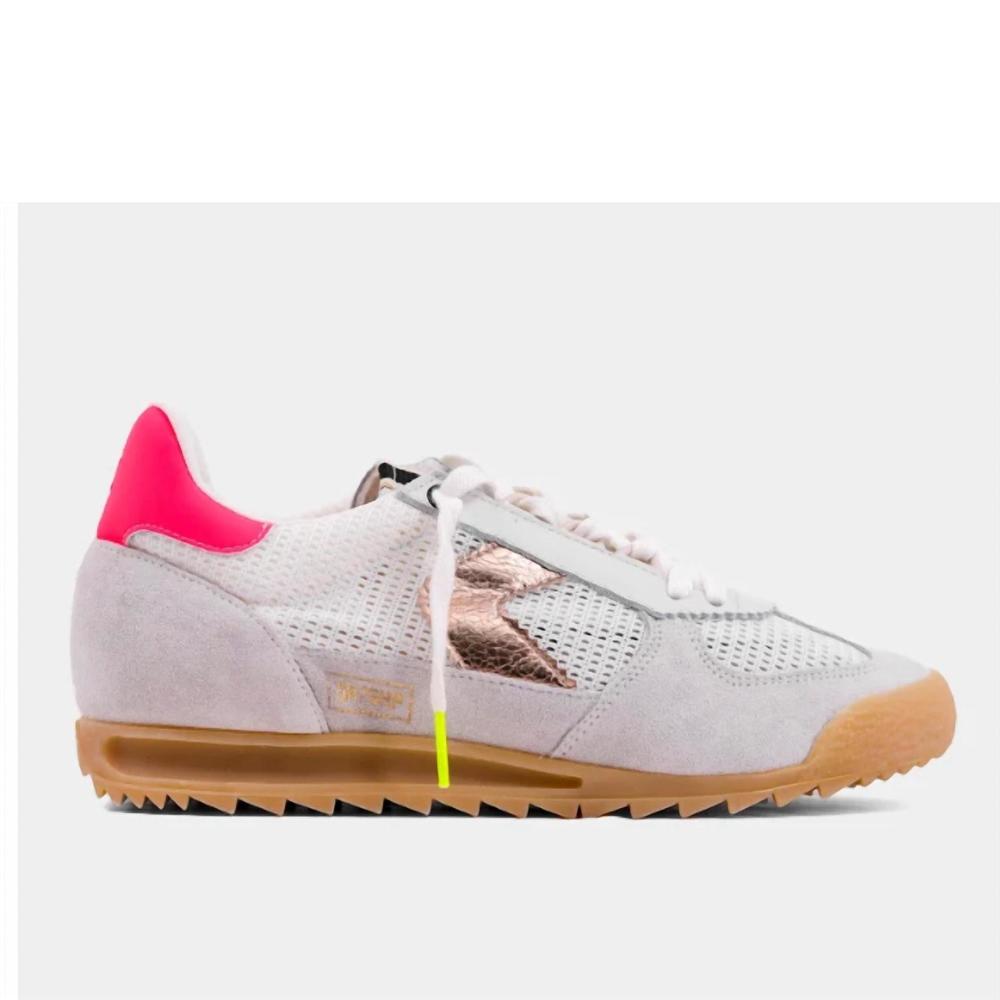 ShuShop Women's Sneakers with Pink and Silver Highlights